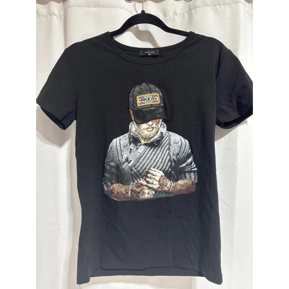 Nuoyier Graphic T Shirt Men's 3XL Black Tattoo Man Print Crew Neck Tee